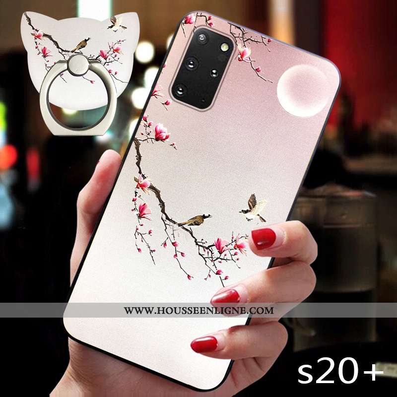 Housse Samsung Galaxy S20+ Gaufrage Vintage Tendance Incassable Créatif Style Chinois Vent Rose