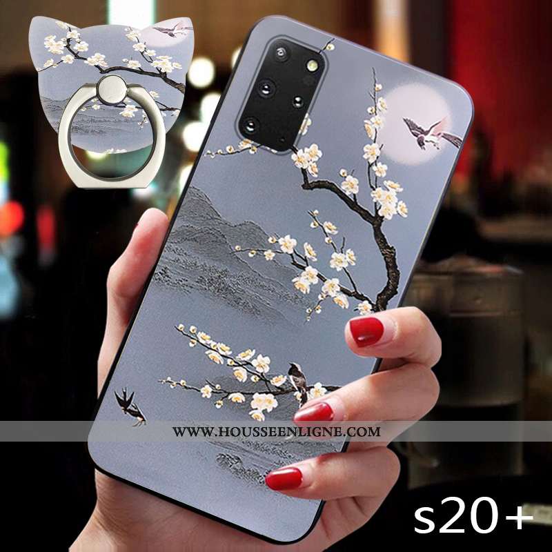 Housse Samsung Galaxy S20+ Gaufrage Vintage Tendance Incassable Créatif Style Chinois Vent Rose