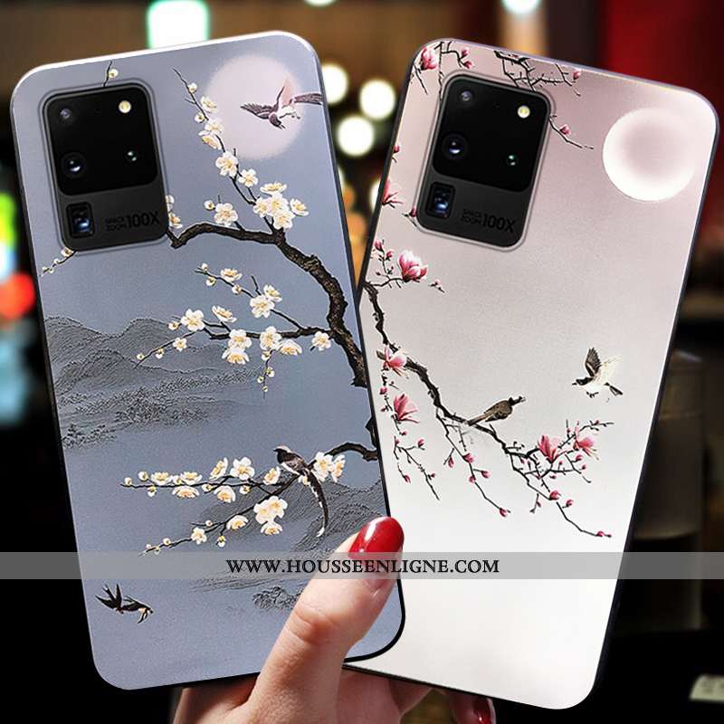 Housse Samsung Galaxy S20+ Gaufrage Vintage Tendance Incassable Créatif Style Chinois Vent Rose
