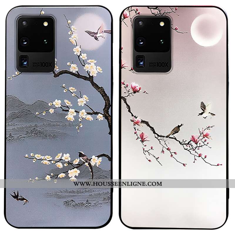 Housse Samsung Galaxy S20+ Gaufrage Vintage Tendance Incassable Créatif Style Chinois Vent Rose
