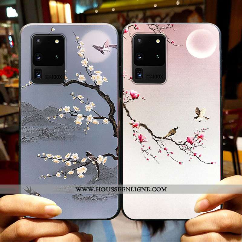 Housse Samsung Galaxy S20+ Gaufrage Vintage Tendance Incassable Créatif Style Chinois Vent Rose