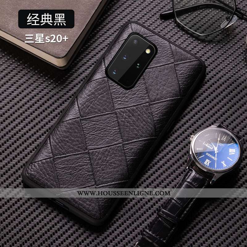 Housse Samsung Galaxy S20+ Manuel Ultra Légère Cuir Véritable Marron Tendance Bovins