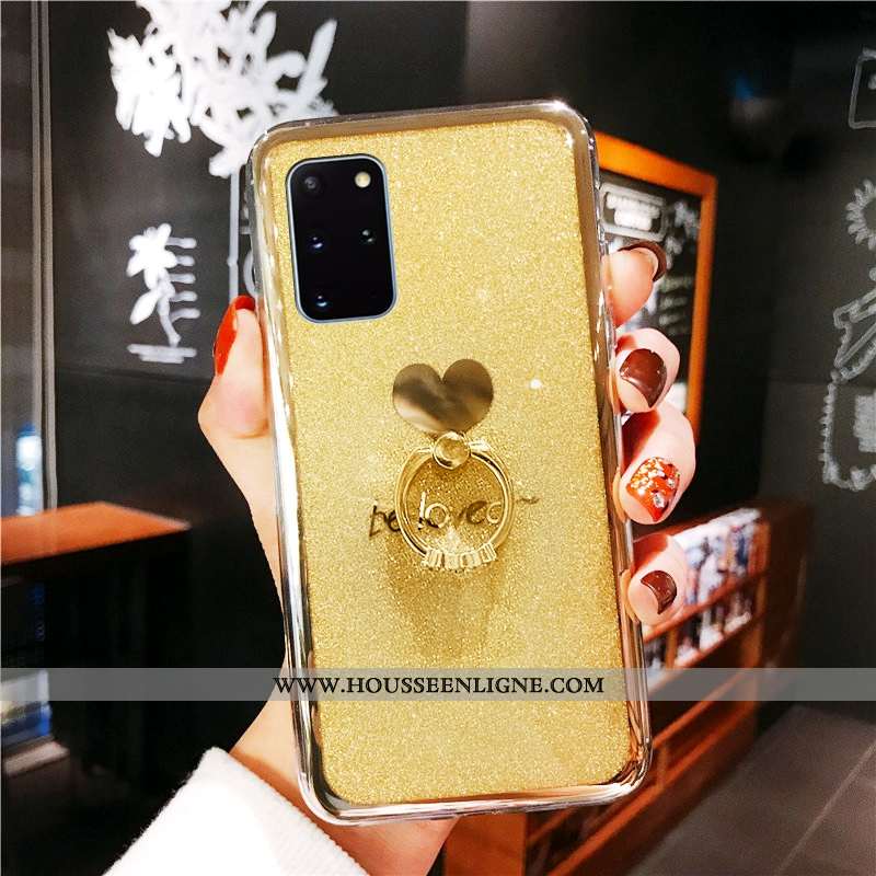 Housse Samsung Galaxy S20+ Mode Protection Rose Étoile Étui Coque Jaune