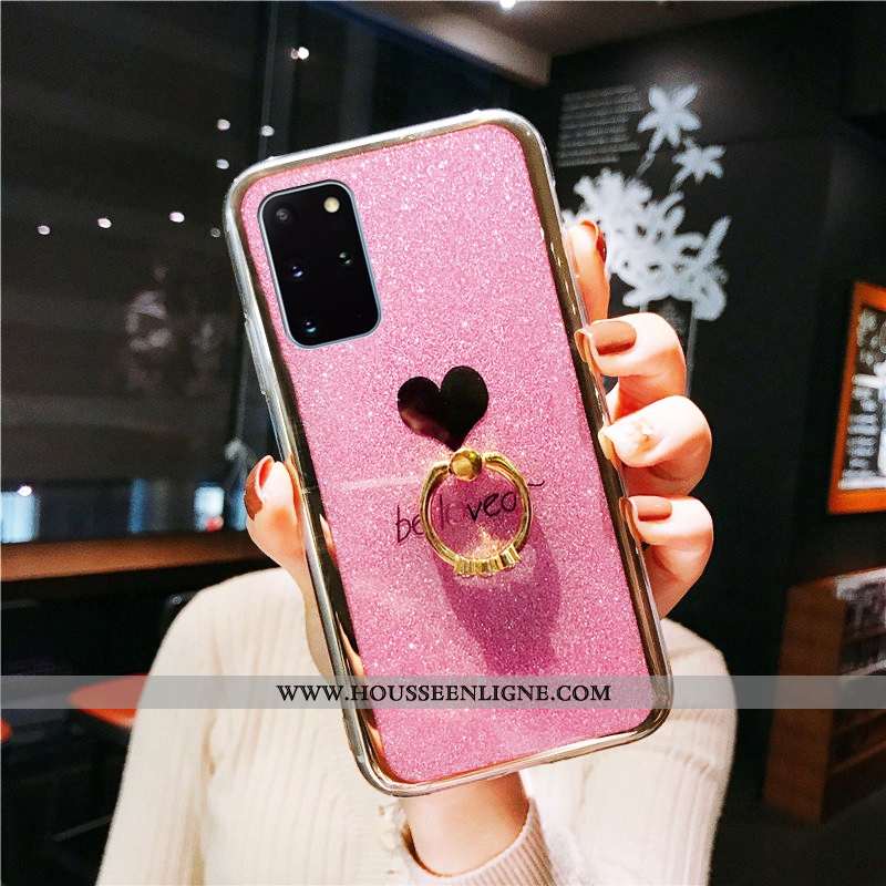 Housse Samsung Galaxy S20+ Mode Protection Rose Étoile Étui Coque Jaune