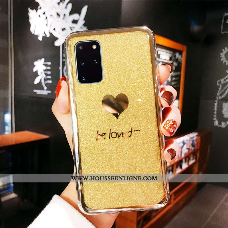 Housse Samsung Galaxy S20+ Mode Protection Rose Étoile Étui Coque Jaune