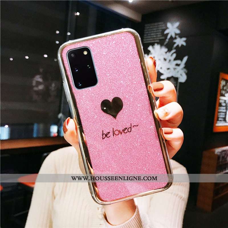 Housse Samsung Galaxy S20+ Mode Protection Rose Étoile Étui Coque Jaune
