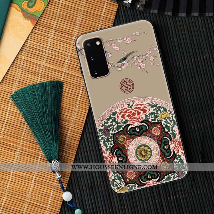 Housse Samsung Galaxy S20 Personnalité Créatif Fluide Doux Légère Style Chinois Gris Silicone