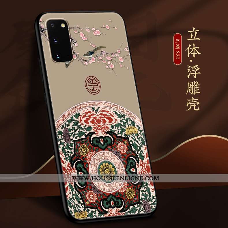 Housse Samsung Galaxy S20 Personnalité Créatif Fluide Doux Légère Style Chinois Gris Silicone
