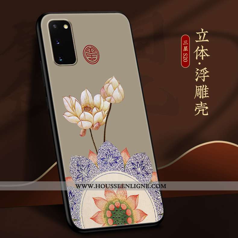 Housse Samsung Galaxy S20 Personnalité Créatif Fluide Doux Légère Style Chinois Gris Silicone