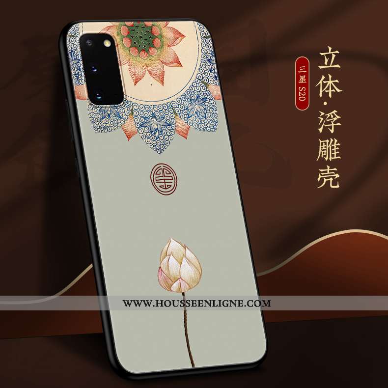 Housse Samsung Galaxy S20 Personnalité Créatif Fluide Doux Légère Style Chinois Gris Silicone