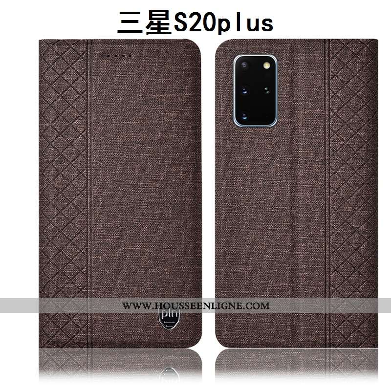 Housse Samsung Galaxy S20+ Protection Cuir Téléphone Portable Incassable Tout Compris Coque Lin Bleu