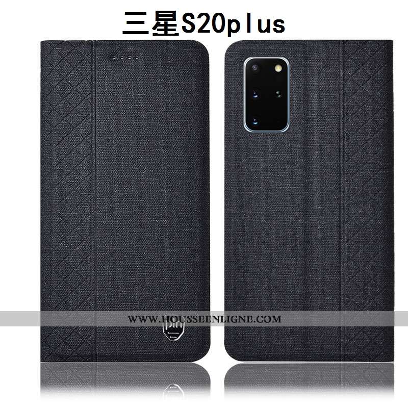 Housse Samsung Galaxy S20+ Protection Cuir Téléphone Portable Incassable Tout Compris Coque Lin Bleu