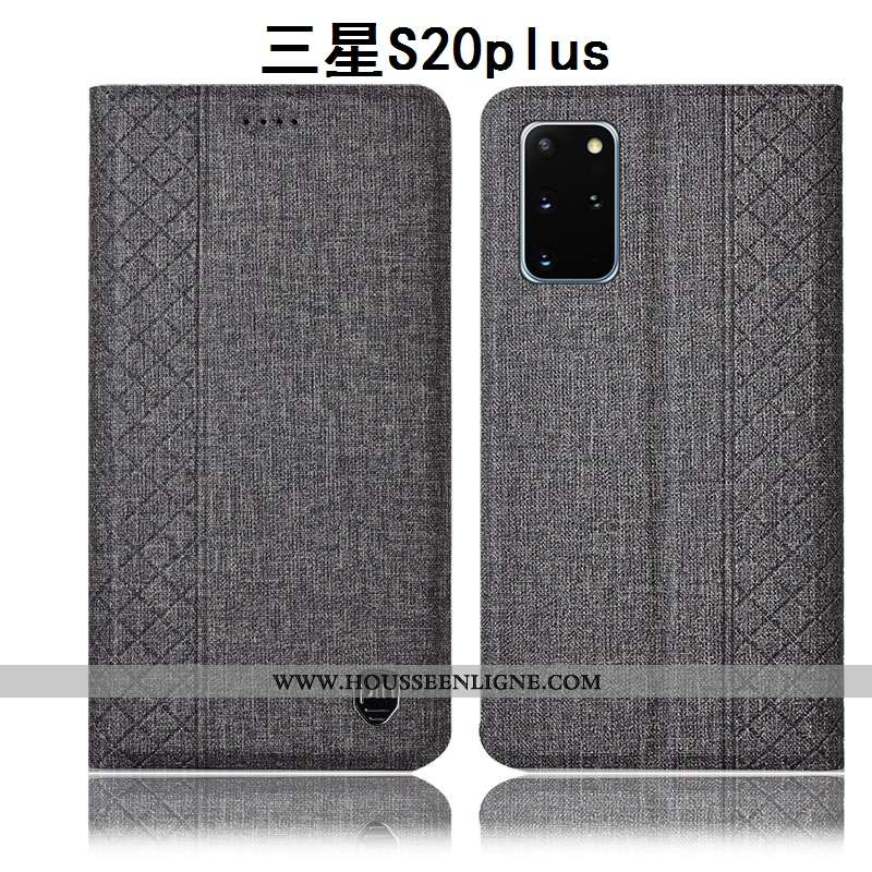 Housse Samsung Galaxy S20+ Protection Cuir Téléphone Portable Incassable Tout Compris Coque Lin Bleu