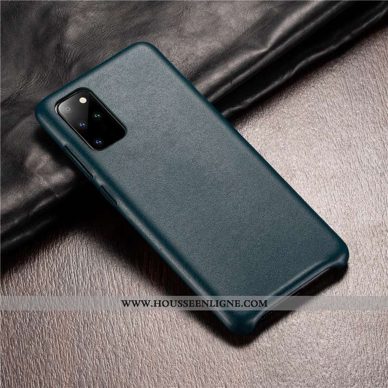 Housse Samsung Galaxy S20+ Protection Cuir Véritable Étui Coque Luxe Cuir Authentique Verte