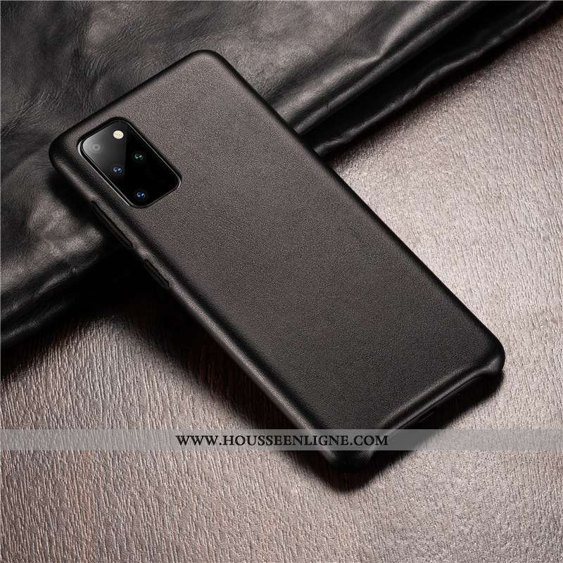 Housse Samsung Galaxy S20+ Protection Cuir Véritable Étui Coque Luxe Cuir Authentique Verte