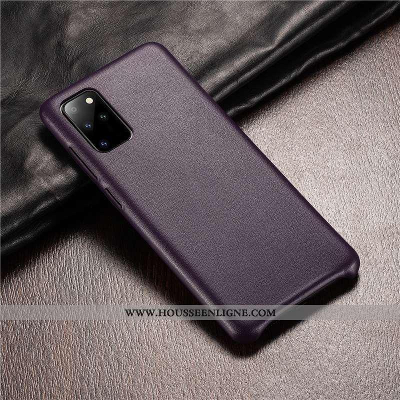Housse Samsung Galaxy S20+ Protection Cuir Véritable Étui Coque Luxe Cuir Authentique Verte