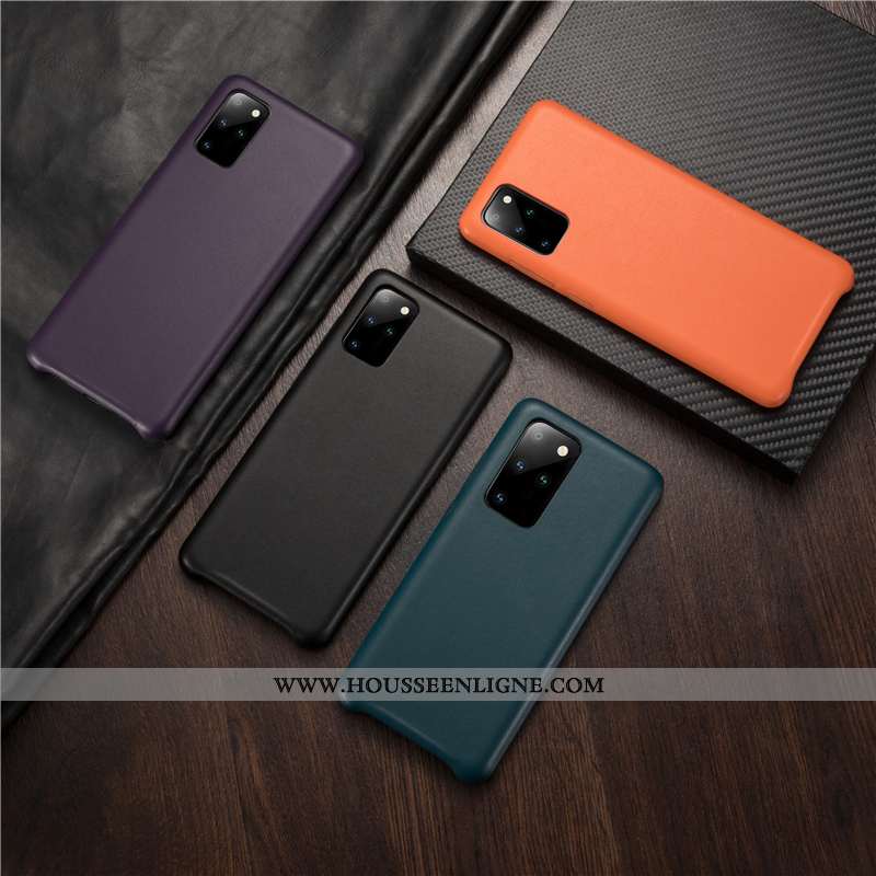 Housse Samsung Galaxy S20+ Protection Cuir Véritable Étui Coque Luxe Cuir Authentique Verte