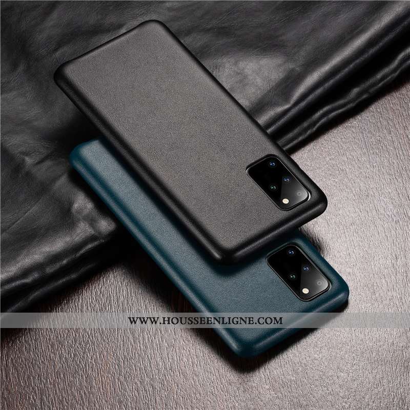 Housse Samsung Galaxy S20+ Protection Cuir Véritable Étui Coque Luxe Cuir Authentique Verte