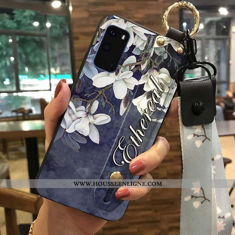 Housse Samsung Galaxy S20 Protection Ornements Suspendus Étoile Téléphone Portable Support Fleur Bla