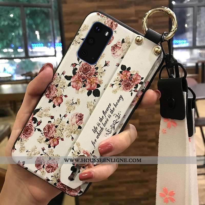 Housse Samsung Galaxy S20 Protection Ornements Suspendus Étoile Téléphone Portable Support Fleur Bla