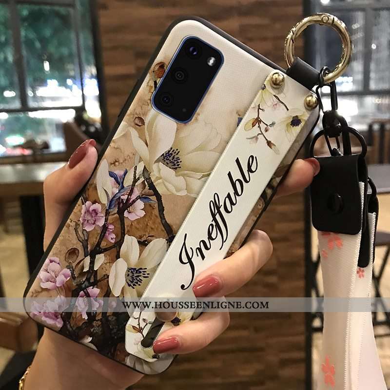 Housse Samsung Galaxy S20 Protection Ornements Suspendus Étoile Téléphone Portable Support Fleur Bla