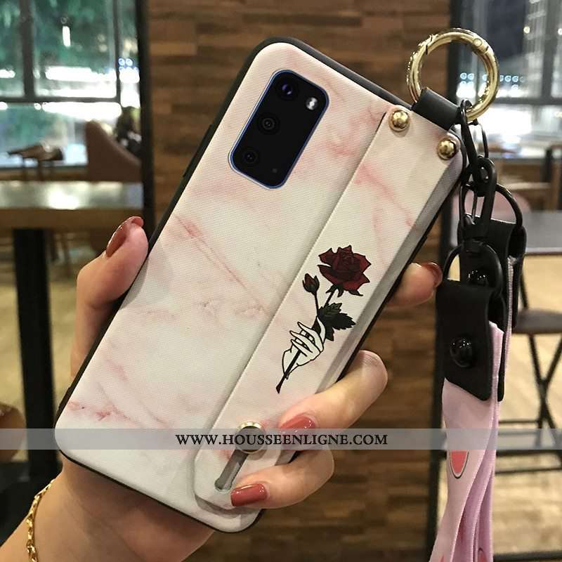 Housse Samsung Galaxy S20 Protection Ornements Suspendus Étoile Téléphone Portable Support Fleur Bla