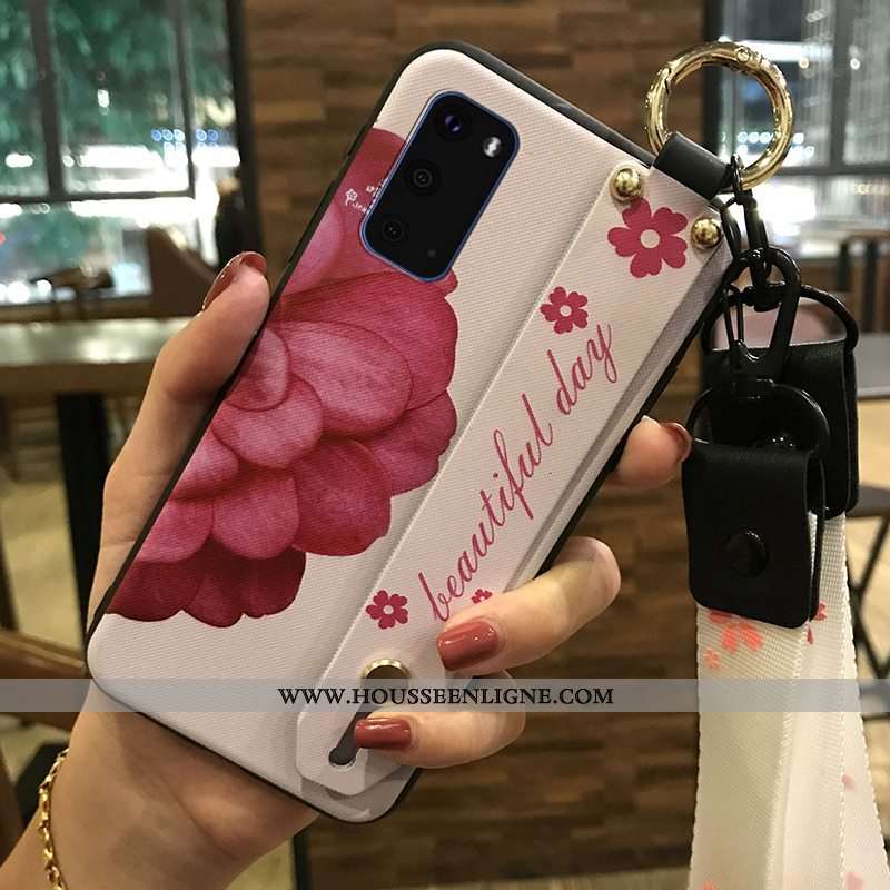 Housse Samsung Galaxy S20 Protection Ornements Suspendus Étoile Téléphone Portable Support Fleur Bla
