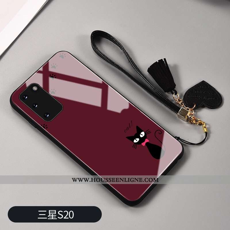Housse Samsung Galaxy S20 Protection Verre Rouge Personnalité Étoile Charmant Net Rouge