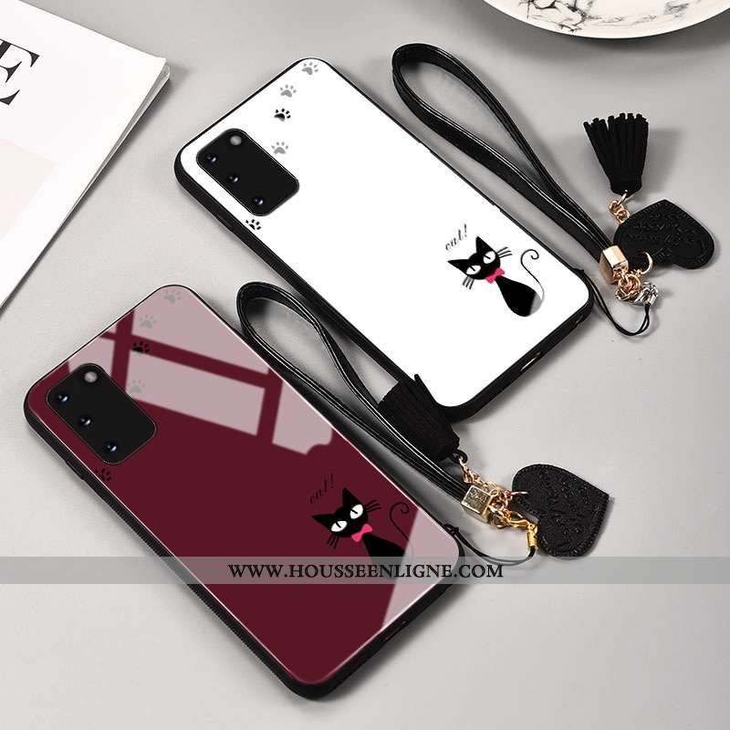 Housse Samsung Galaxy S20 Protection Verre Rouge Personnalité Étoile Charmant Net Rouge
