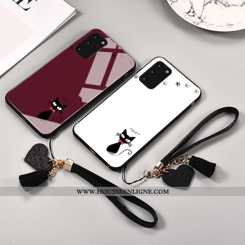 Housse Samsung Galaxy S20 Protection Verre Rouge Personnalité Étoile Charmant Net Rouge