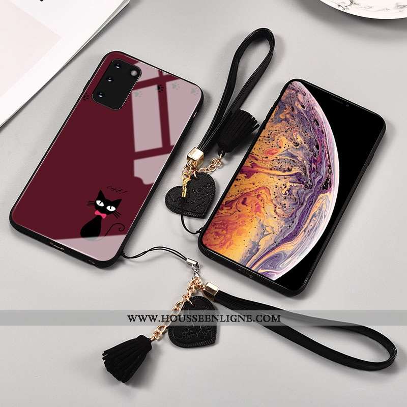 Housse Samsung Galaxy S20 Protection Verre Rouge Personnalité Étoile Charmant Net Rouge