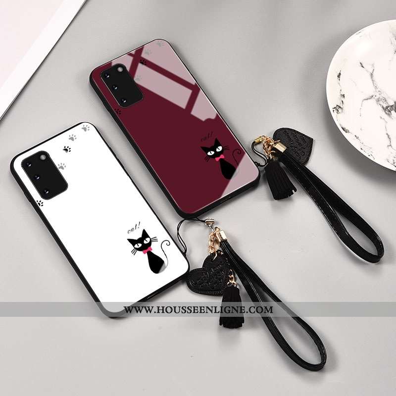 Housse Samsung Galaxy S20 Protection Verre Rouge Personnalité Étoile Charmant Net Rouge