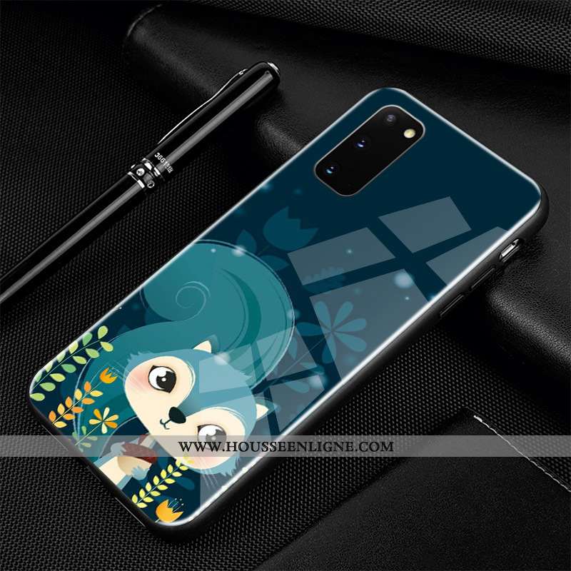 Housse Samsung Galaxy S20 Protection Verre Téléphone Portable Dessin Animé Incassable Étui Coque Ble
