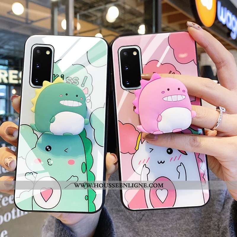Housse Samsung Galaxy S20 Ultra Charmant Protection Étoile Verre Dessin Animé Miroir Dragon Rose