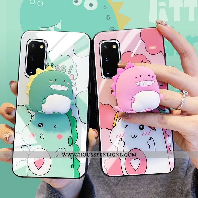Housse Samsung Galaxy S20 Ultra Charmant Protection Étoile Verre Dessin Animé Miroir Dragon Rose