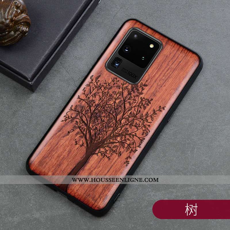 Housse Samsung Galaxy S20 Ultra Créatif En Bois Marron Protection Incassable Ultra Personnalité