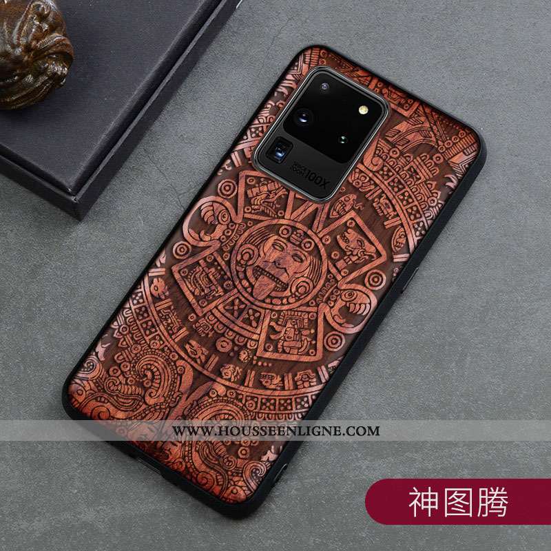 Housse Samsung Galaxy S20 Ultra Créatif En Bois Marron Protection Incassable Ultra Personnalité