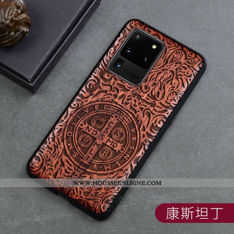 Housse Samsung Galaxy S20 Ultra Créatif En Bois Marron Protection Incassable Ultra Personnalité