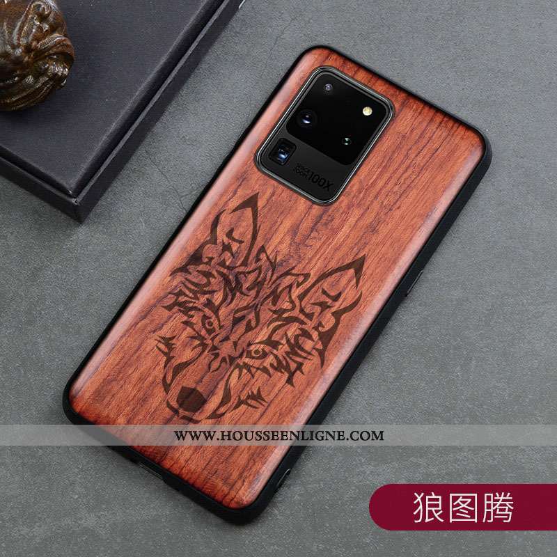 Housse Samsung Galaxy S20 Ultra Créatif En Bois Marron Protection Incassable Ultra Personnalité