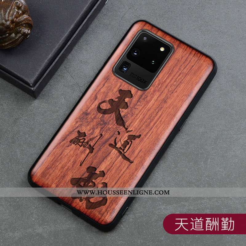 Housse Samsung Galaxy S20 Ultra Créatif En Bois Marron Protection Incassable Ultra Personnalité