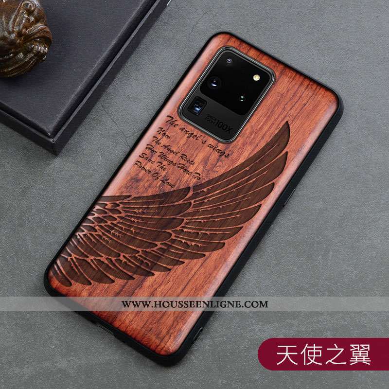 Housse Samsung Galaxy S20 Ultra Créatif En Bois Marron Protection Incassable Ultra Personnalité
