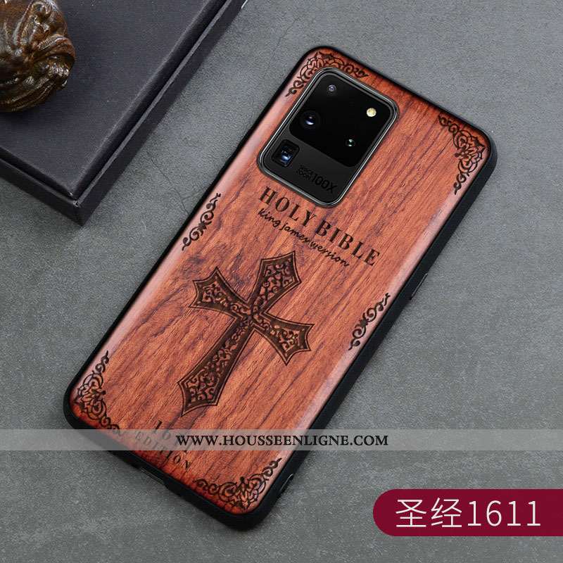 Housse Samsung Galaxy S20 Ultra Créatif En Bois Marron Protection Incassable Ultra Personnalité