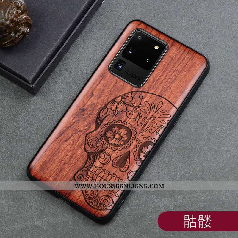 Housse Samsung Galaxy S20 Ultra Créatif En Bois Marron Protection Incassable Ultra Personnalité