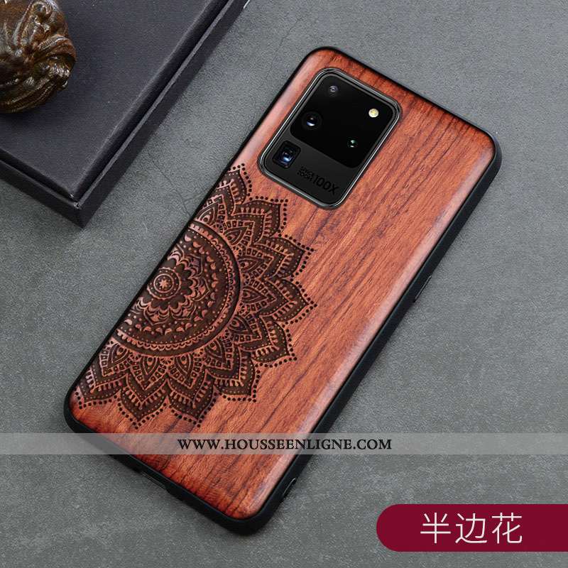 Housse Samsung Galaxy S20 Ultra Créatif En Bois Marron Protection Incassable Ultra Personnalité