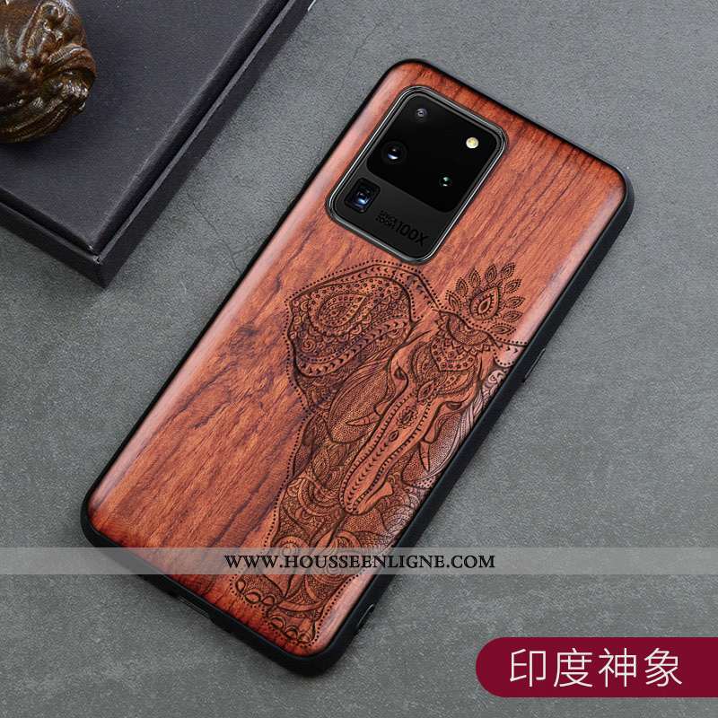 Housse Samsung Galaxy S20 Ultra Créatif En Bois Marron Protection Incassable Ultra Personnalité