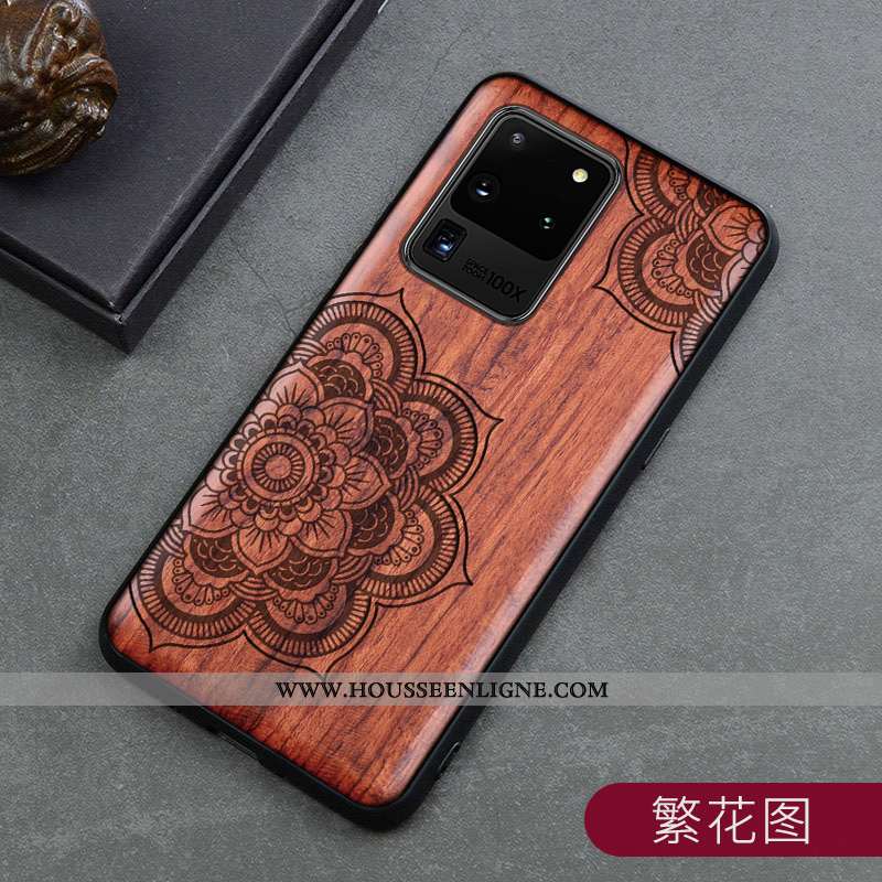 Housse Samsung Galaxy S20 Ultra Créatif En Bois Marron Protection Incassable Ultra Personnalité