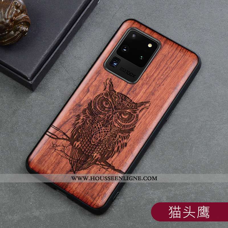Housse Samsung Galaxy S20 Ultra Créatif En Bois Marron Protection Incassable Ultra Personnalité