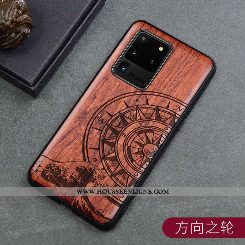 Housse Samsung Galaxy S20 Ultra Créatif En Bois Marron Protection Incassable Ultra Personnalité