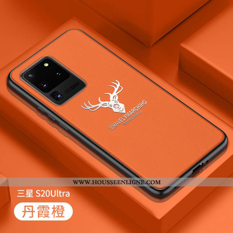 Housse Samsung Galaxy S20 Ultra Cuir Véritable Tendance Étoile Coque Étui Cuir Tout Compris Noir