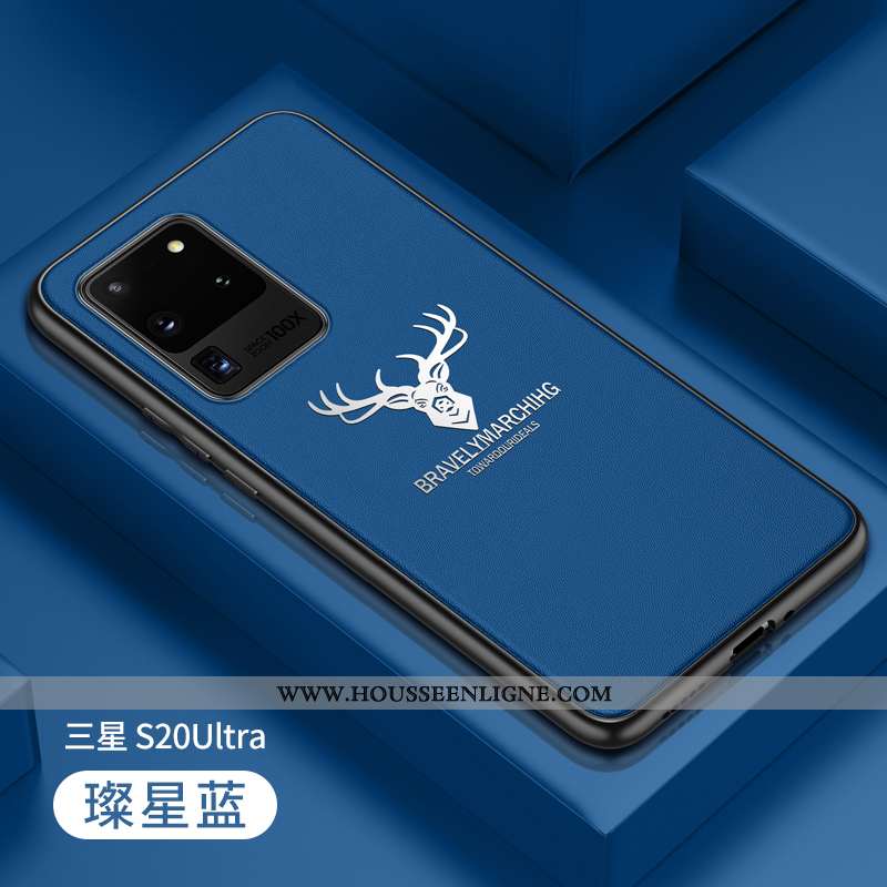 Housse Samsung Galaxy S20 Ultra Cuir Véritable Tendance Étoile Coque Étui Cuir Tout Compris Noir